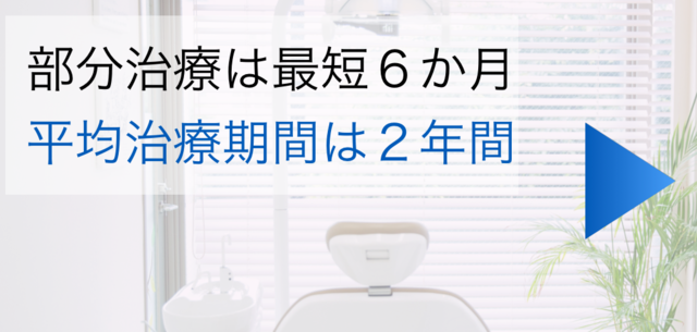 最短６ヶ月　平均２年以内の治療期間